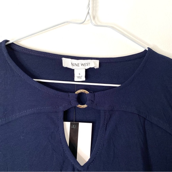 Nine West Midnight Blue Keyhole Ring Blouse NWT - Picture 2 of 8